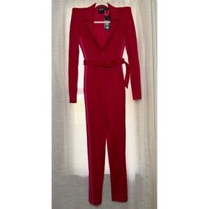 NWT Adidas Ivy Park Jumpsuit‎ Heart 3.0 Power Red Pink Stripes Knit Belted XS